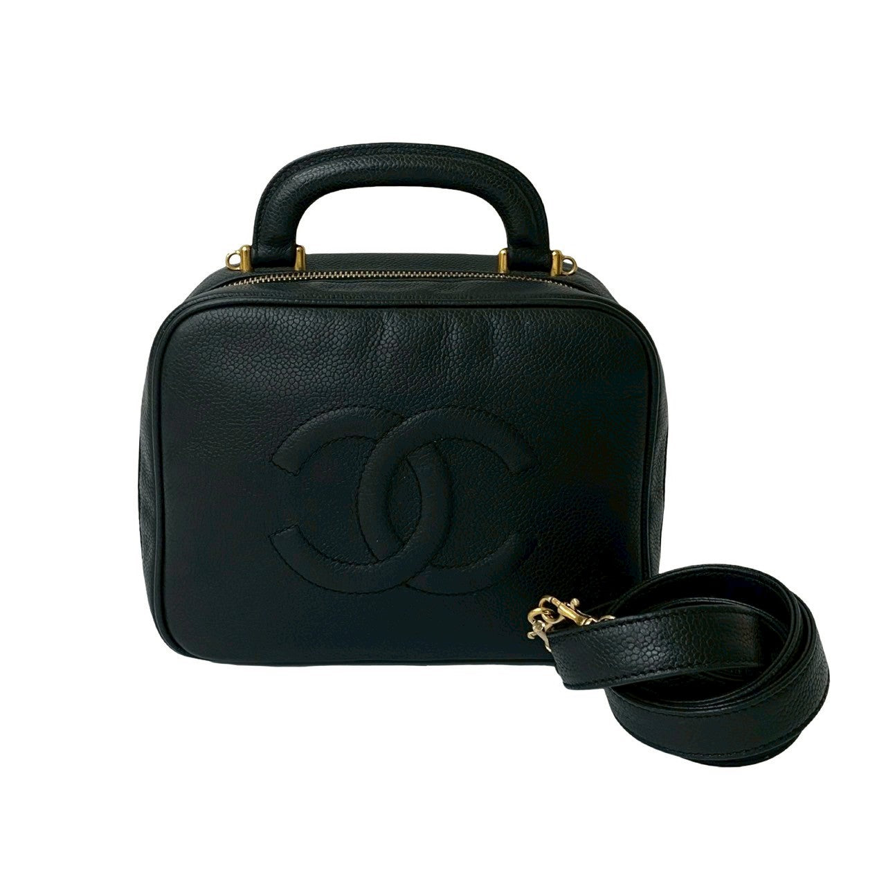 Chanel Coco Mark Mat Caviar Skin 2way Shoulder Bag Handbag