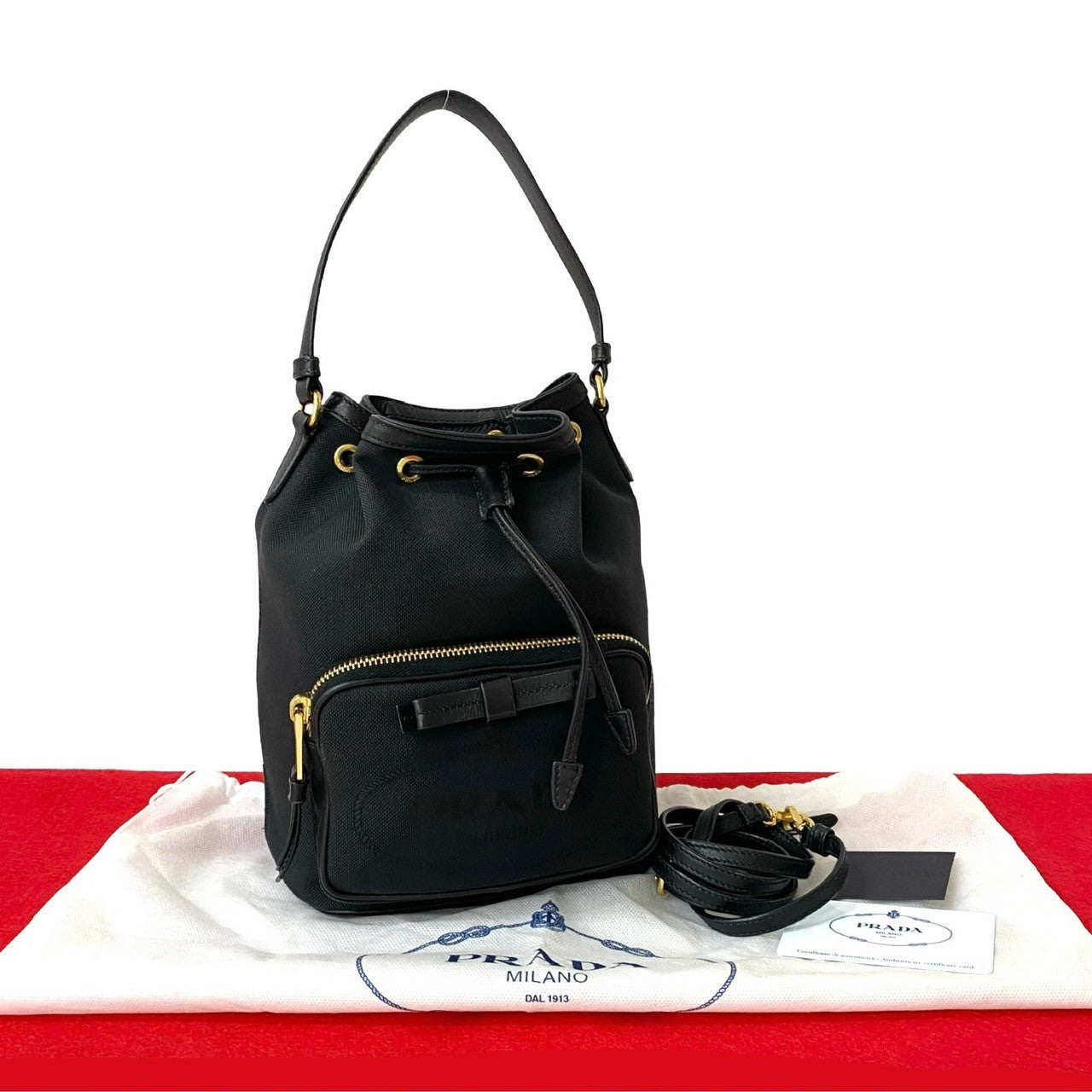 Prada Duet Canvas Leather 2way Bag