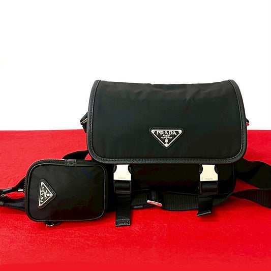 Prada Nylon Saffiano Leather Mini Shoulder Bag