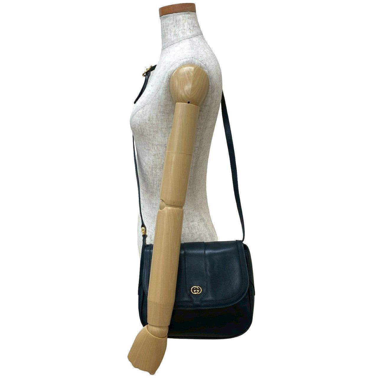 Gucci Old Gucci GG Logo Calf Leather Shoulder Bag