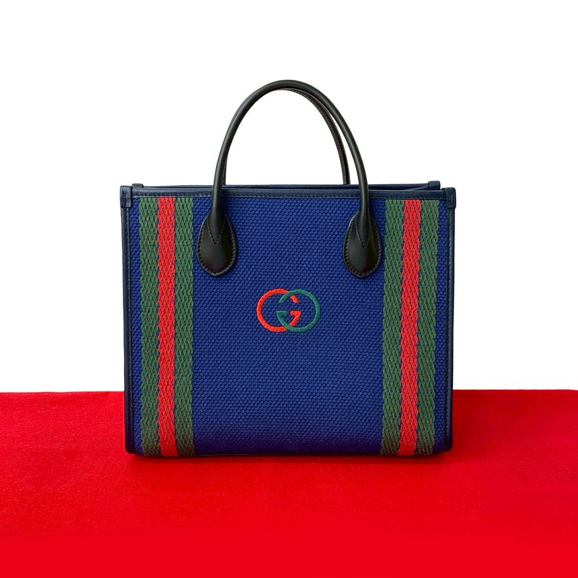 Gucci Interlocking G Canvas Leather Handbag