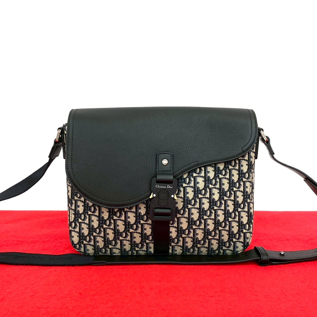Christian Dior Saddle Oblique Canvas Leather Shoulder Bag