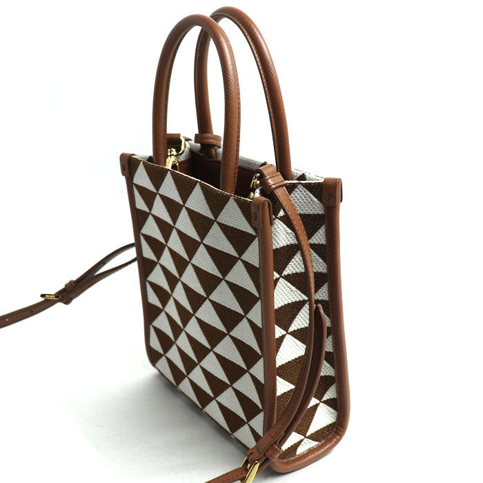 Prada Symbol Embroidered Fabric 2way Shoulder Bag