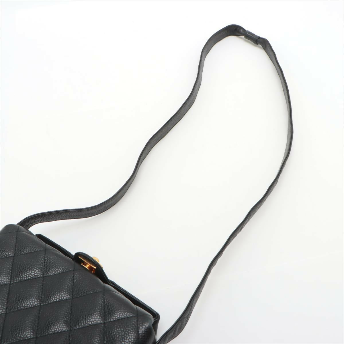 Chanel  Black Gold Carved Buckle Box Bag