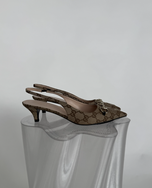 Gucci Sling-back Horsebit Heels Â FULL SET