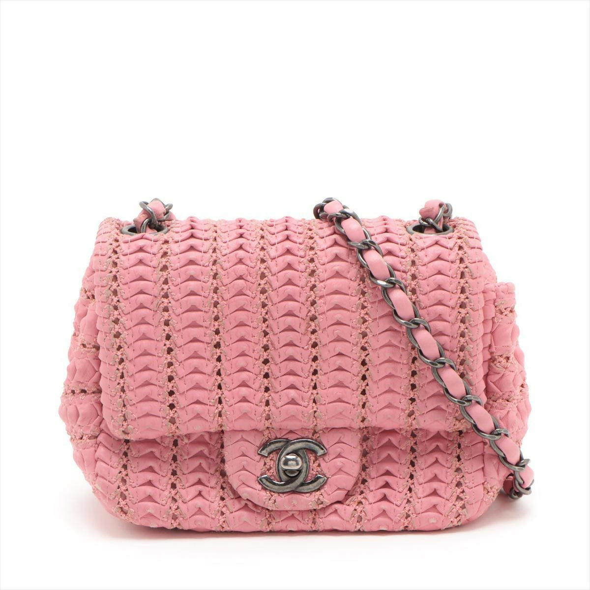 Chanel Pink Paris Seoul Mini Crochet Lambskin Flap Bag