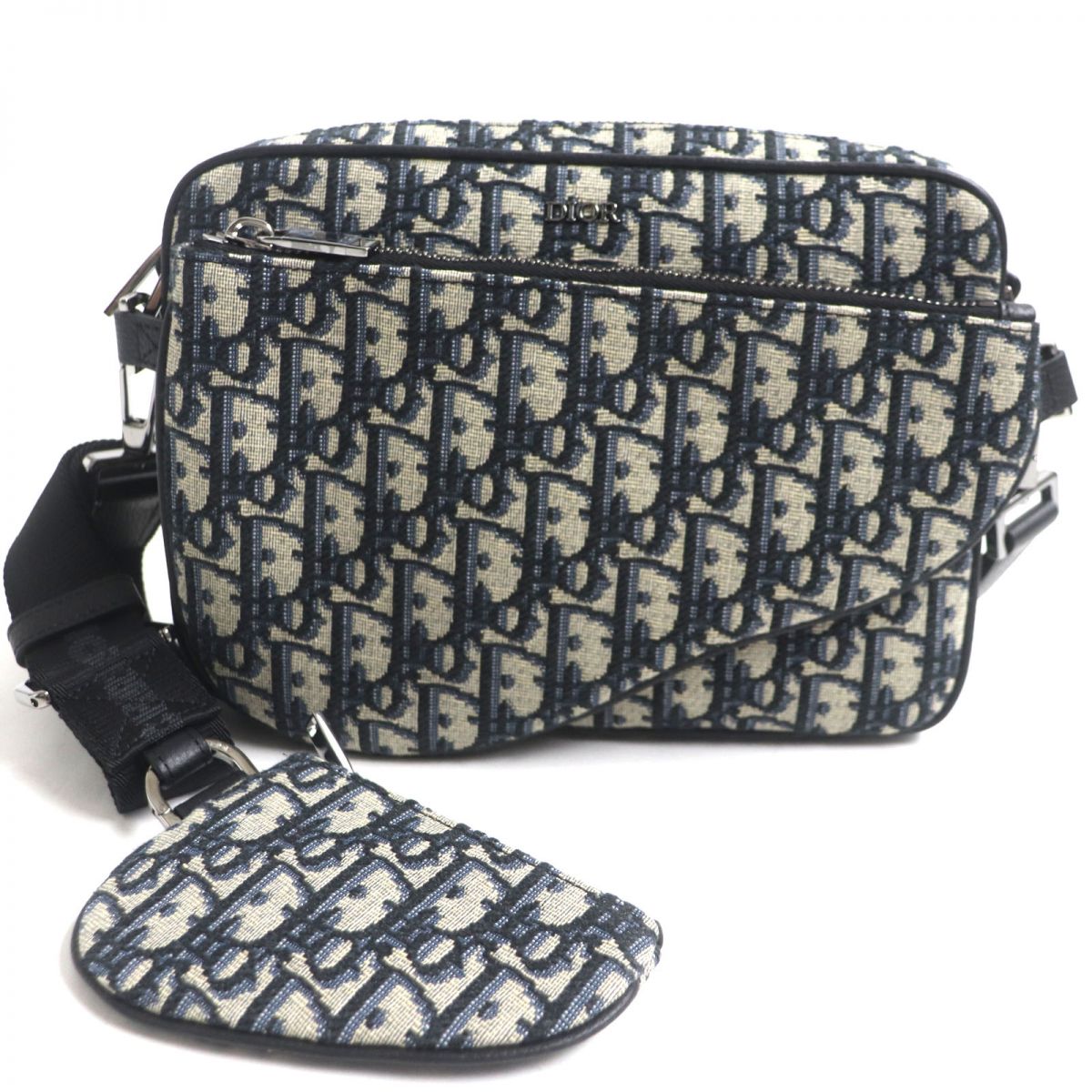 Dior HOMME Pouch Main: Canvas, Main: Leather Navy x beige mens