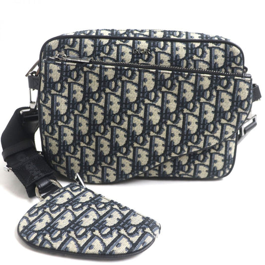 Dior HOMME Pouch Main: Canvas, Main: Leather Navy x beige mens