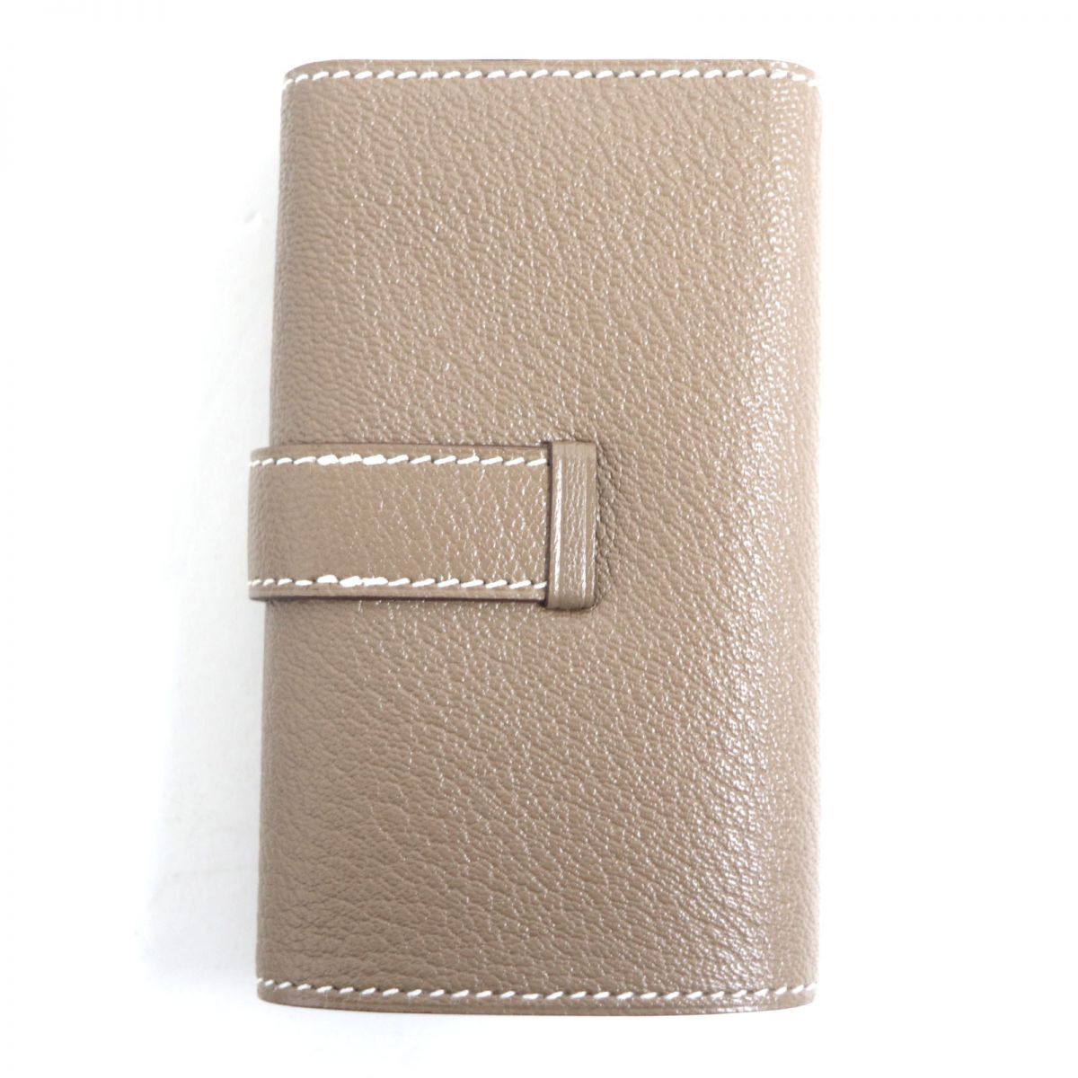HERMES Key case Key holder  Main: Chevre Main: Etoupe<br>Metal?FSilver mens Used