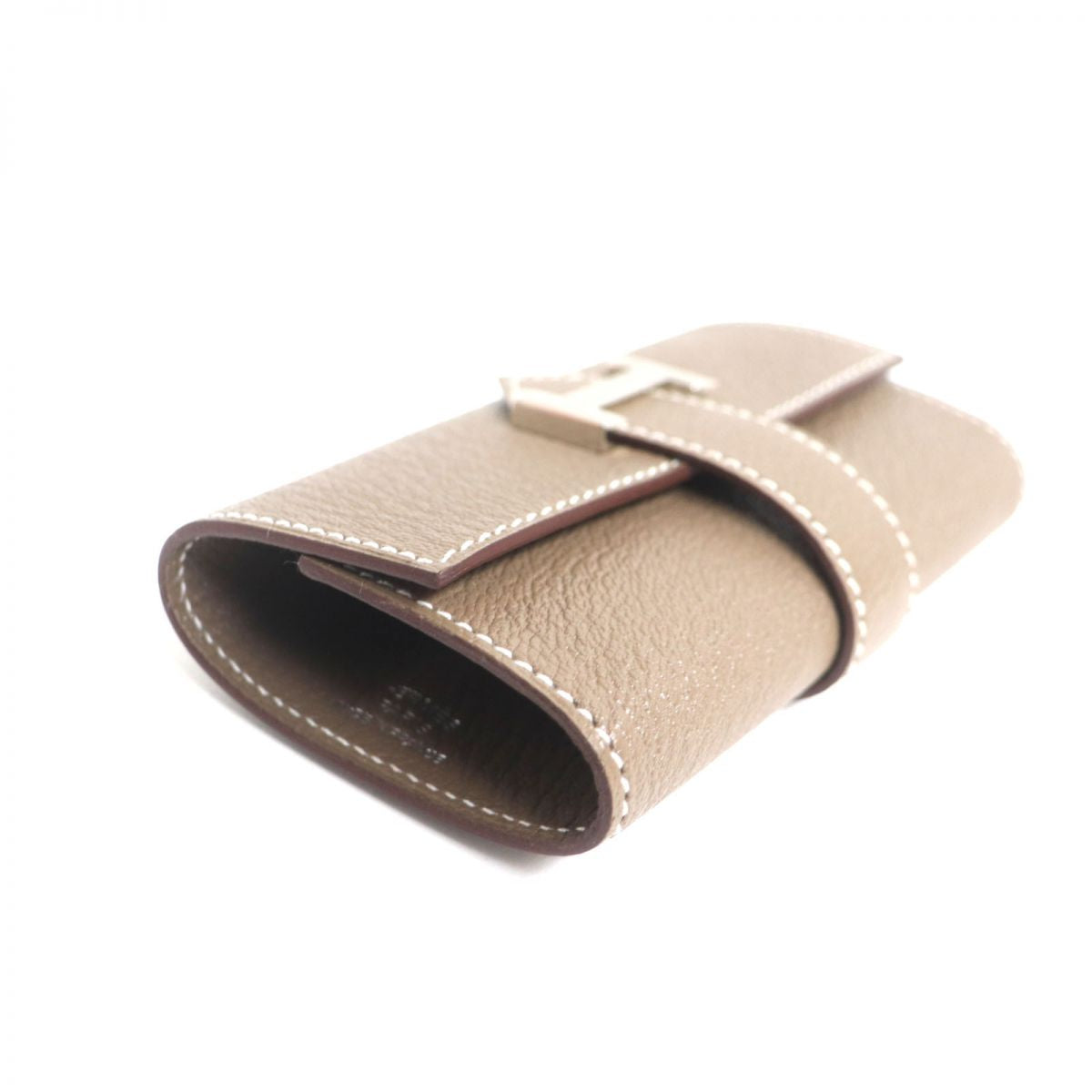 HERMES Key case Key holder  Main: Chevre Main: Etoupe<br>Metal?FSilver mens Used