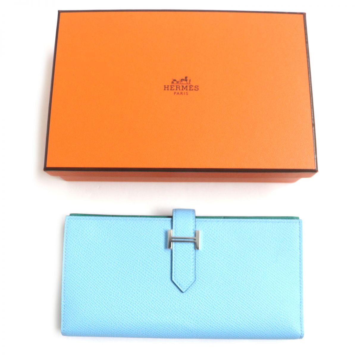 HERMES Long Wallet Purse Main?FEpsom blue mens Used