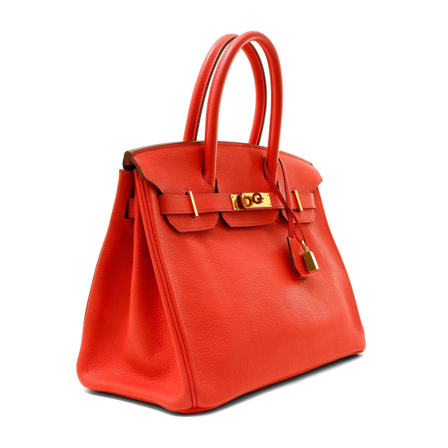 Luxury Hermes 30cm Birkin Red-Orange Togo w/ Gold Hardware #D