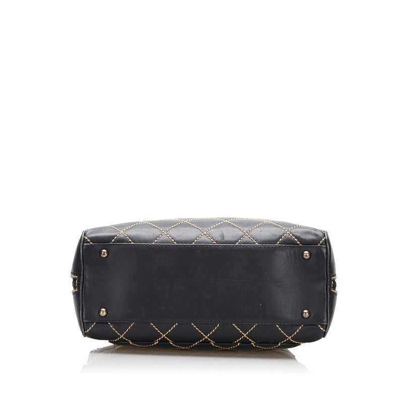 Chanel Leather Matelasse Wild Stitch Handbag Classic Flap