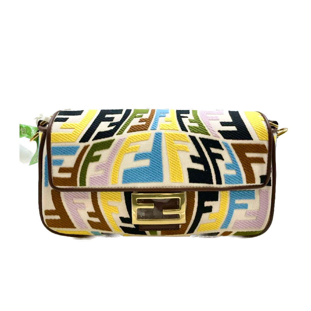 Fendi baguette multicolor psychedelic FF vertigo canvas crossbody bag