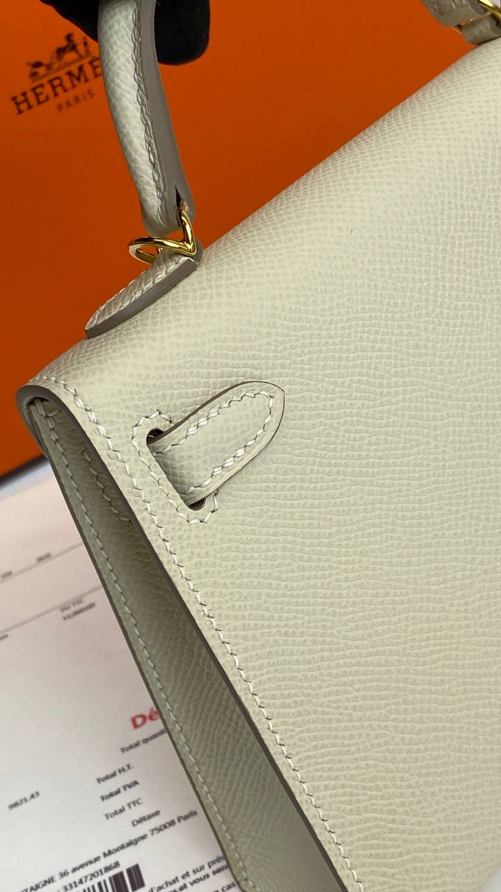Luxury Hermes Kelly 20 Mini Sellier Bag beige Epsom Gold Hardware
