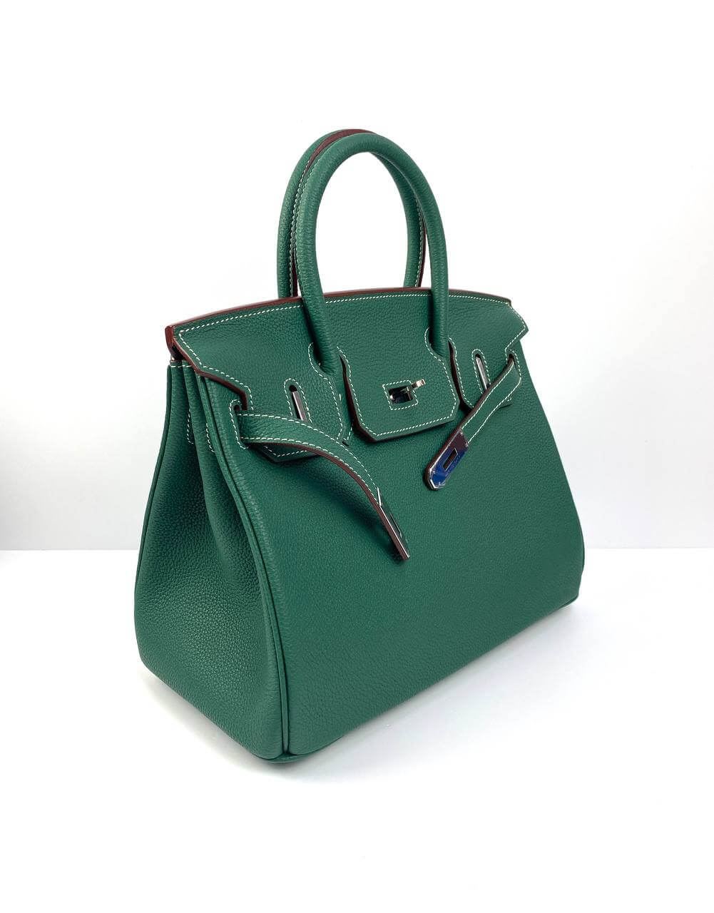 Luxury Hermes Birkin 30 Biscuit Togo Leather green Palladium Hardware