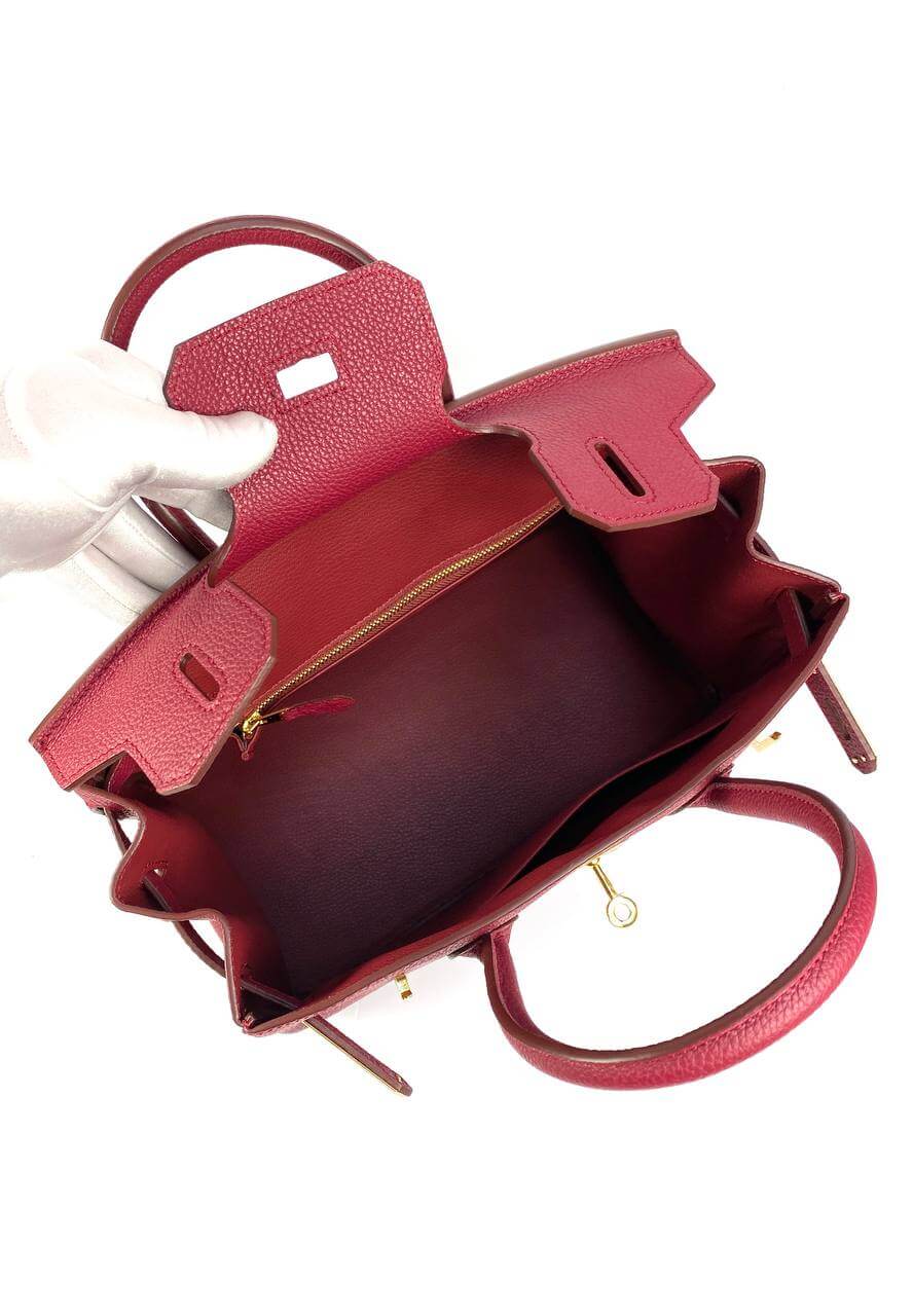Luxury Hermes Birkin 30 Biscuit Togo Leather red Gold Hardware