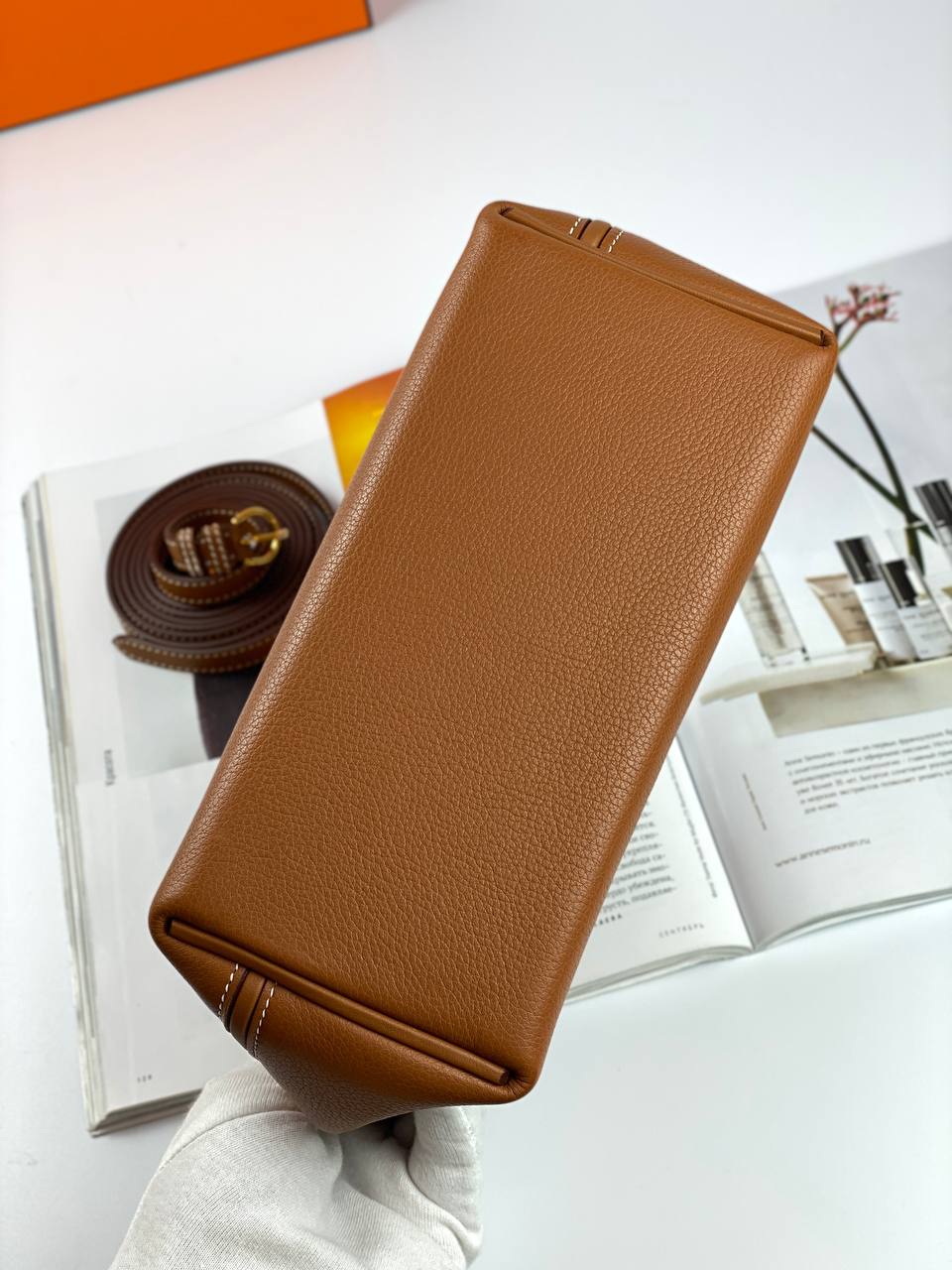 Luxury Hermes 24/24 Bag Evercolor with Swift 21  brown Gold Hardware