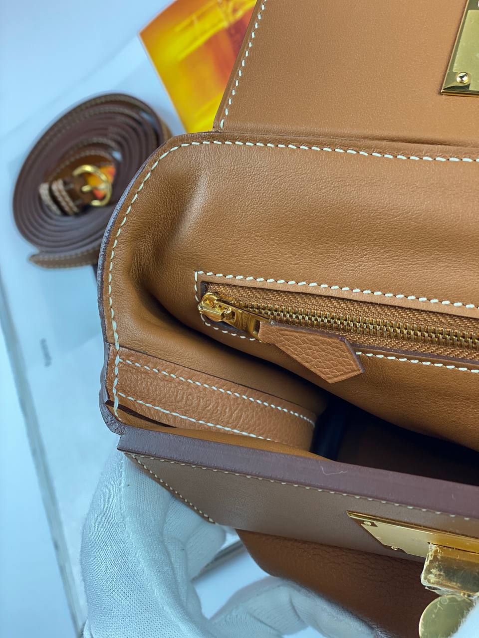 Luxury Hermes 24/24 Bag Evercolor with Swift 21  brown Gold Hardware