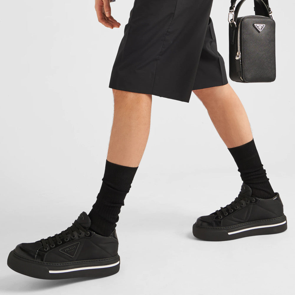 Prada Macro Re-Nylon and brushed leather sneakers