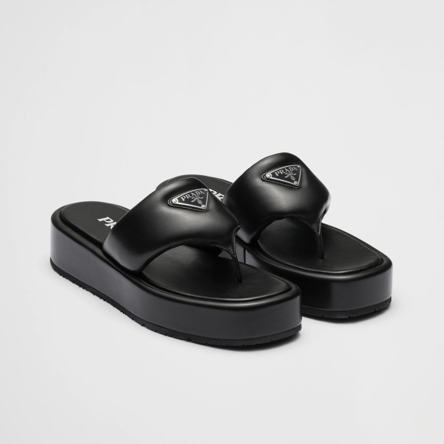 Prada Soft padded nappa leather thong wedge sandals
