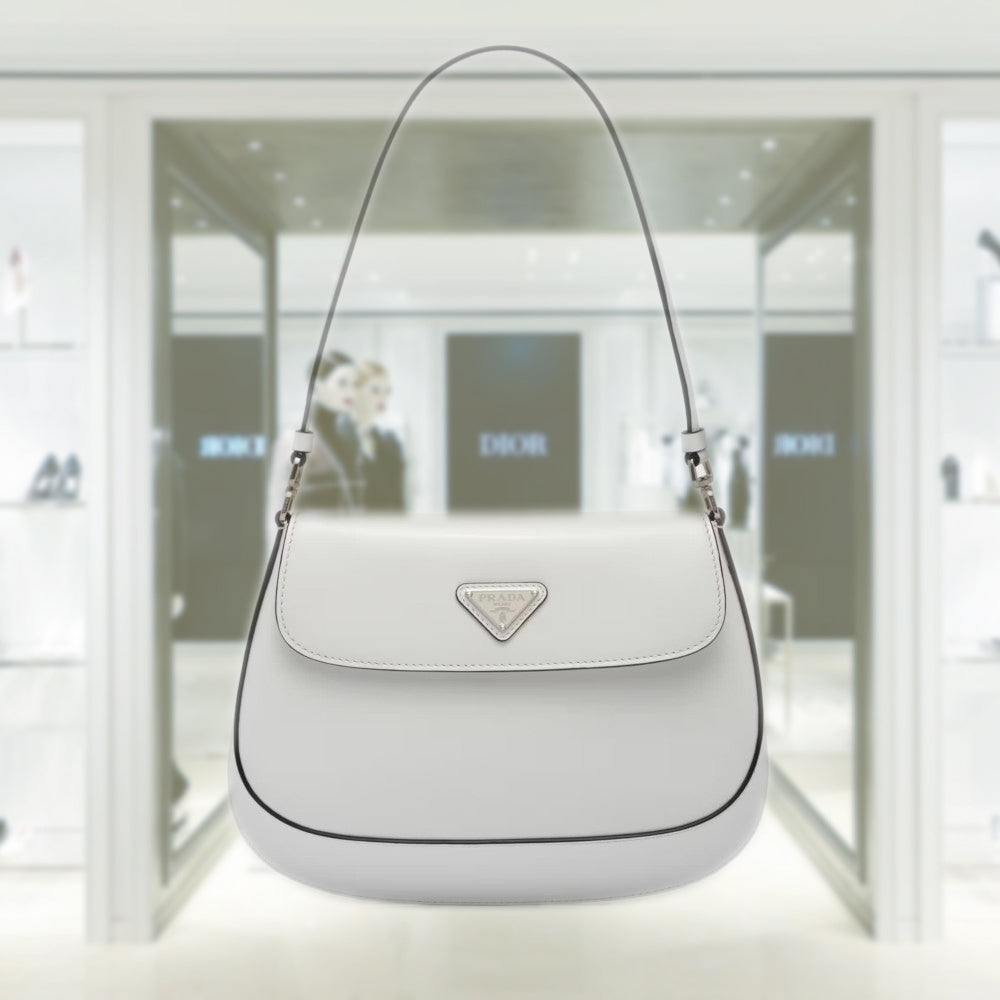Prada Cleo brushed leather shoulder bag with flap