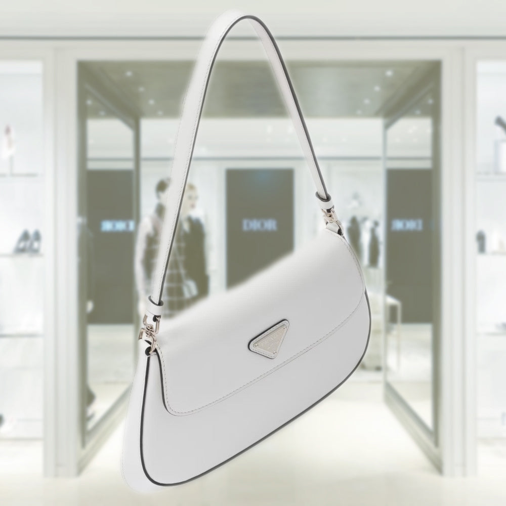 Prada Cleo brushed leather shoulder bag with flap