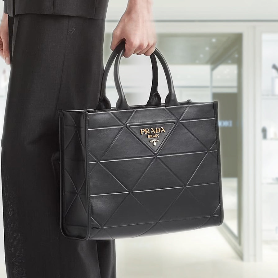 Medium leather Prada Symbole bag with topstitching