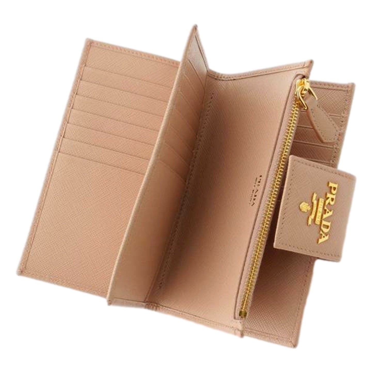 Prada Saffiano Leather Long Zipper Wallet Cipria