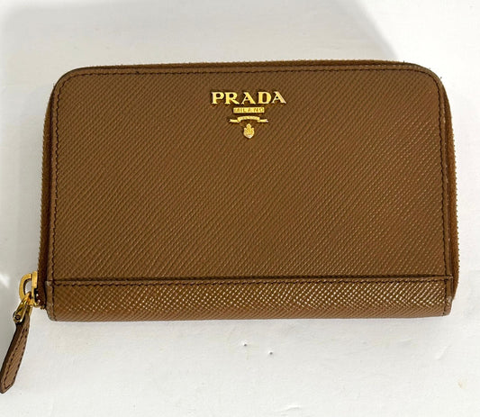 PRADA SAFFIANO LEATHER ZIP AROUND WALLET