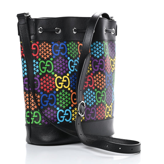 Gucci Supreme Psychedelic Bucket Bag in Black