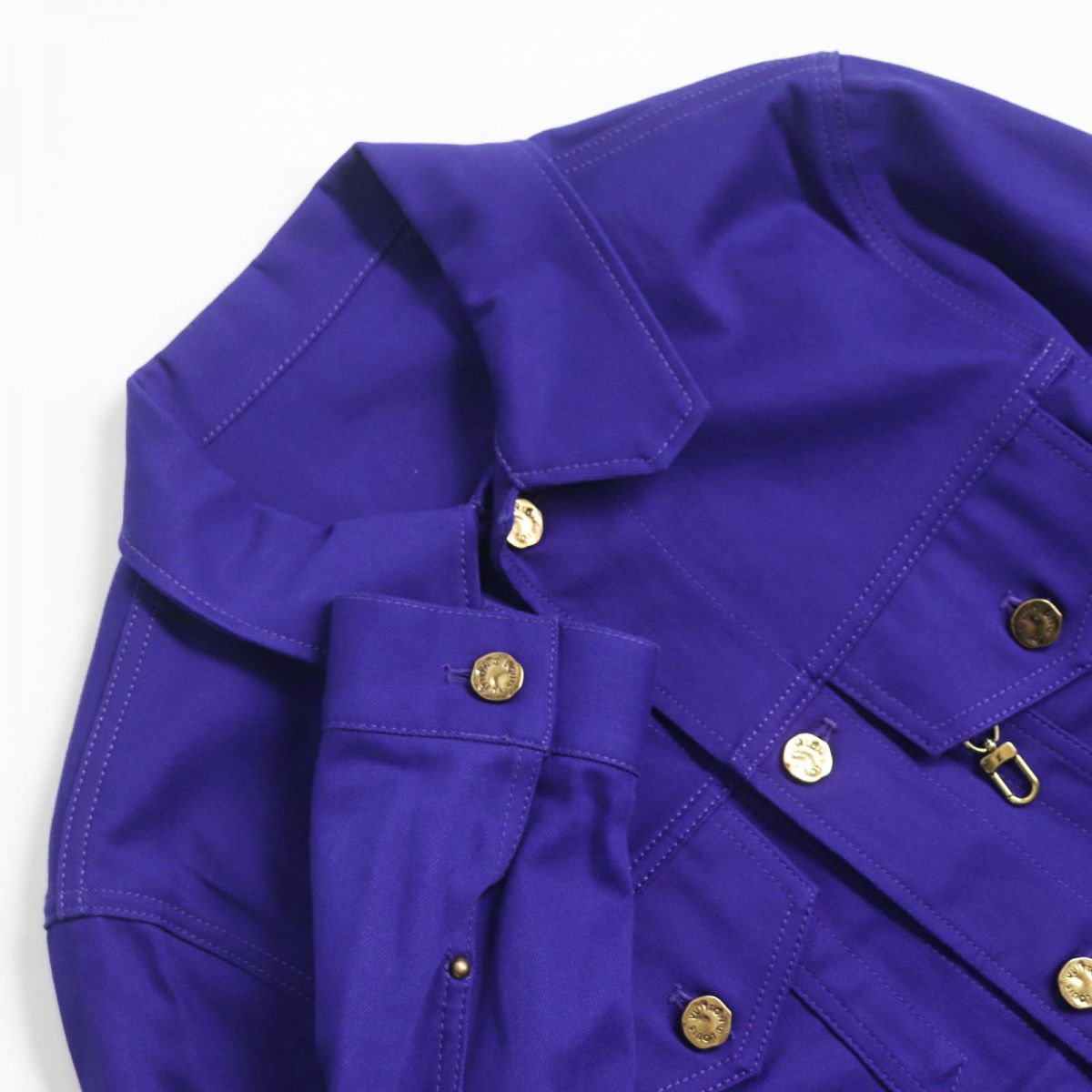 LOUIS VUITTON Denim Jacket Outer: 98% cotton, Outer: 2% polyurethane, Lining: 100% cotton, Part: leather blue mens 44