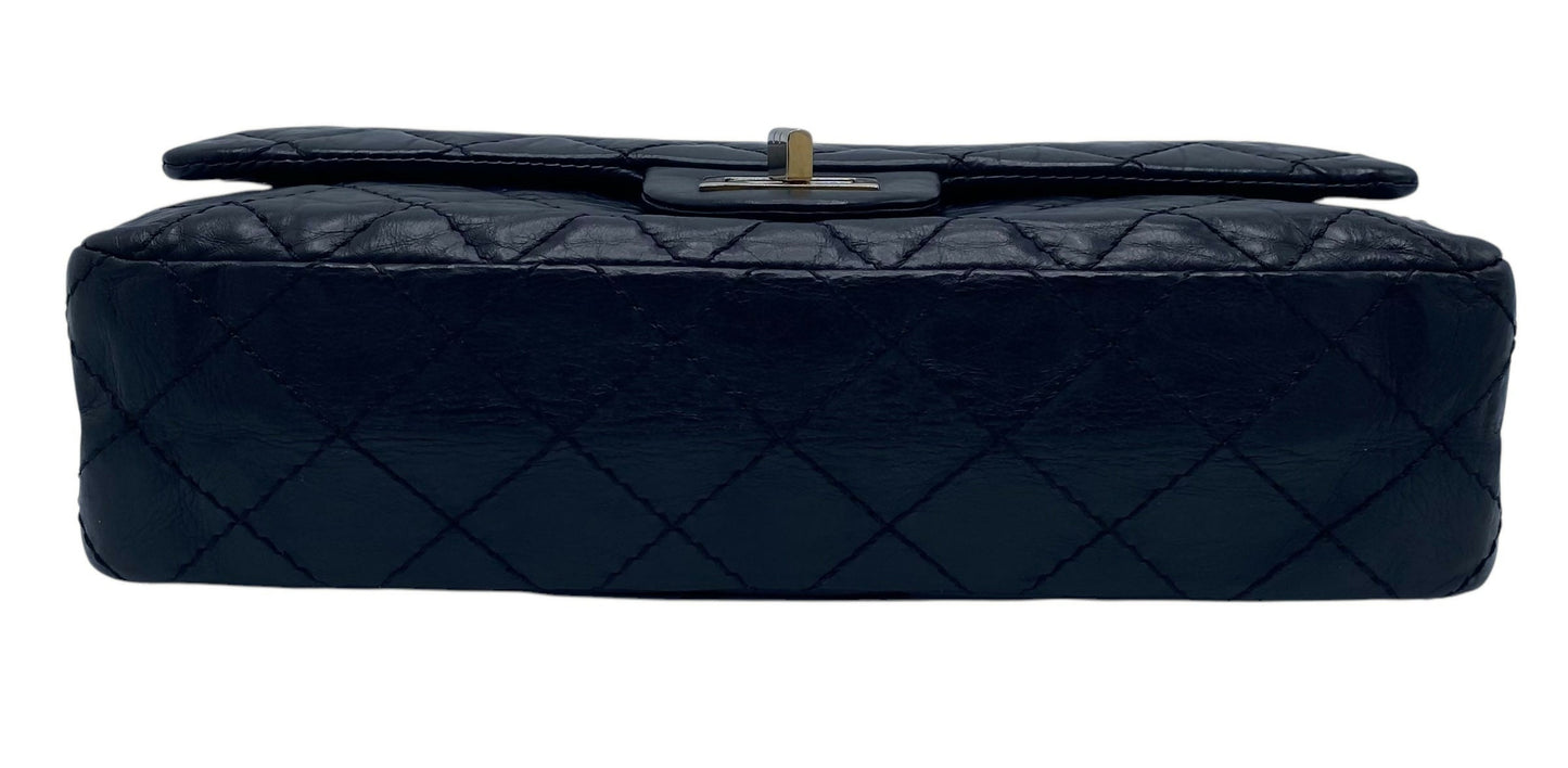 Chanel Black Quilted Aged Calfskin 2.55 Reissue 225 Small Double Flap Bag Gold Hardware