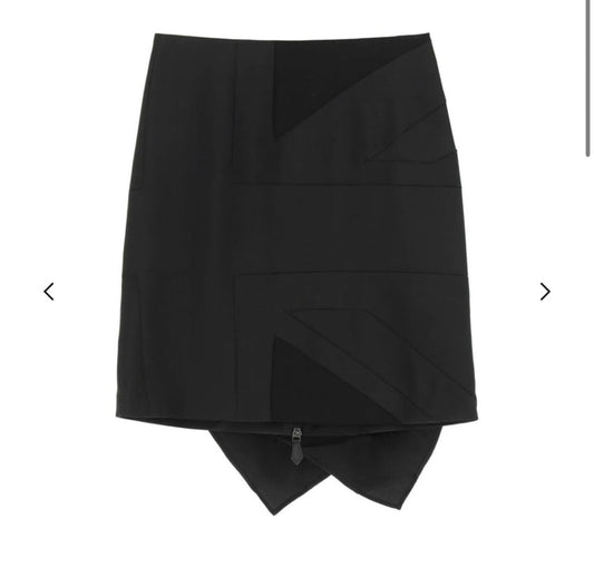 Luxury Burberry Flog Drape Intarsia Satin Skirt Black