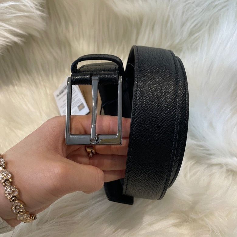 Luxury Burberry MB Louis 35 Black Leather Belt