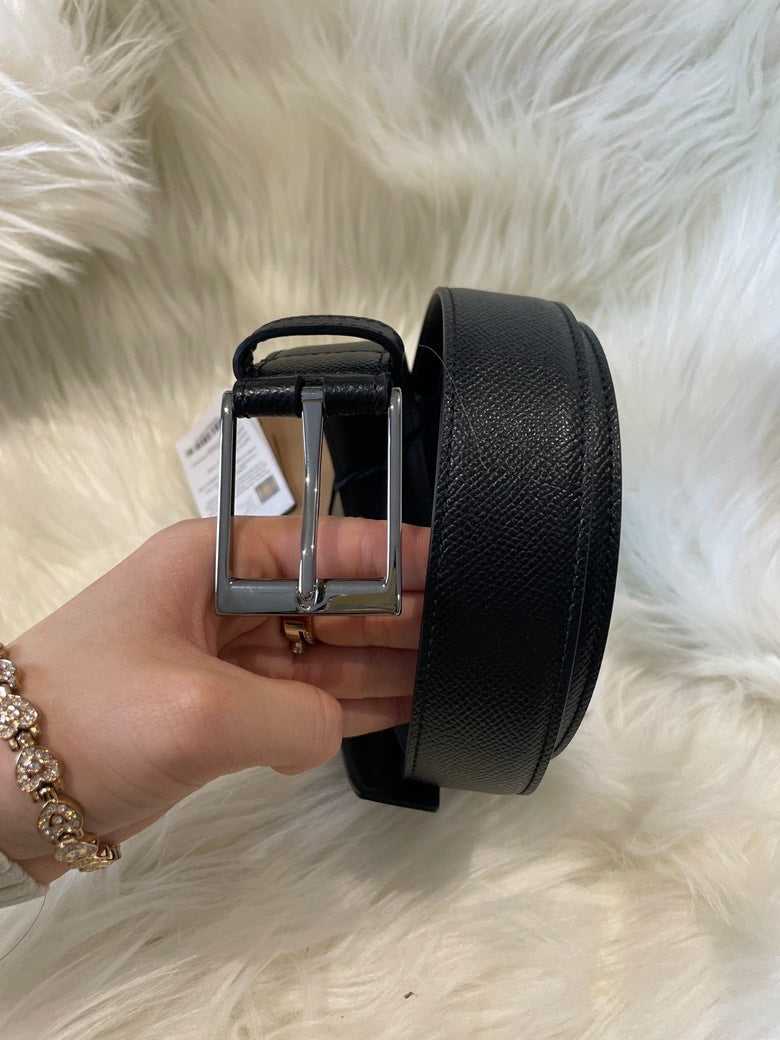 Luxury Burberry MB Louis 35 Black Leather Belt