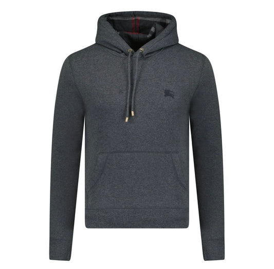 Luxury Burberry Clarendon Check Hood Embroidery Sweatshirt Grey XS