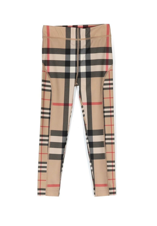Luxury Burberry Kids Isabella Check Pattern Archive Beige Leggings 10Y