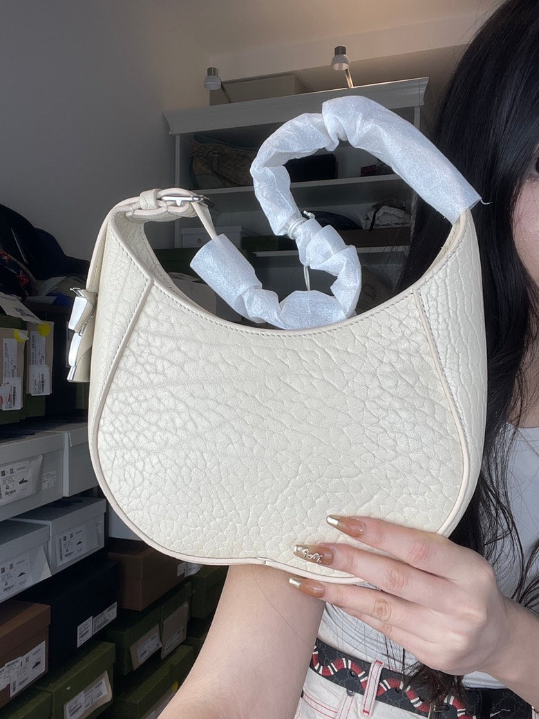 Luxury Burberry Chess Shoulder Bag in Cream Leather - Vintage Designer Handbag