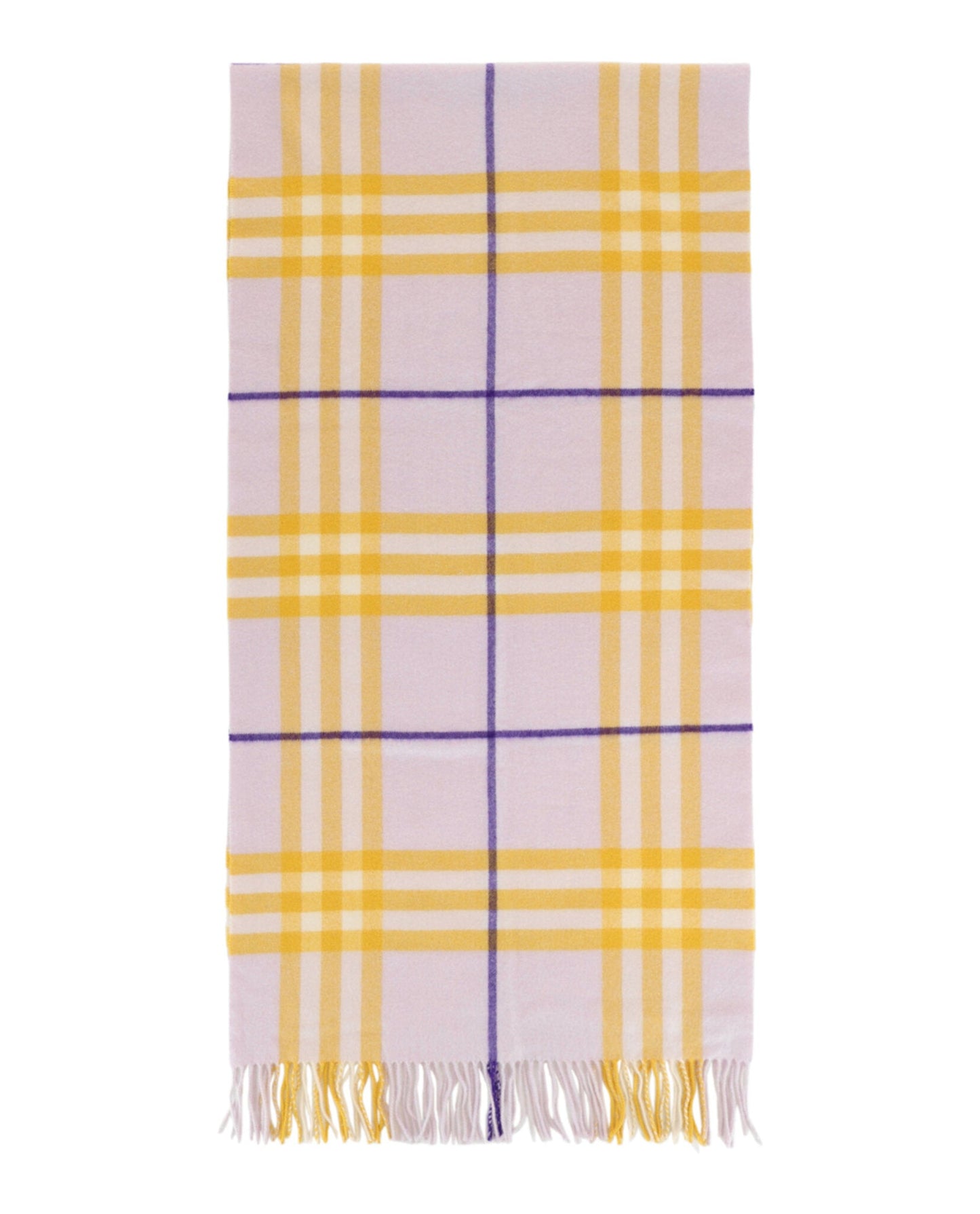 Luxury Burberry Check-Pattern Fringed Cashmere Scarf Womens 8079555