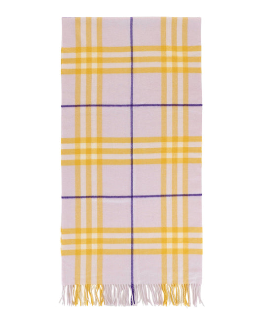 Luxury Burberry Check-Pattern Fringed Cashmere Scarf Womens 8079555