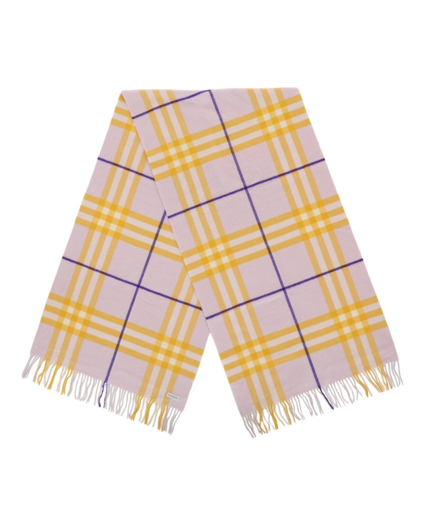 Luxury Burberry Check-Pattern Fringed Cashmere Scarf Womens 8079555