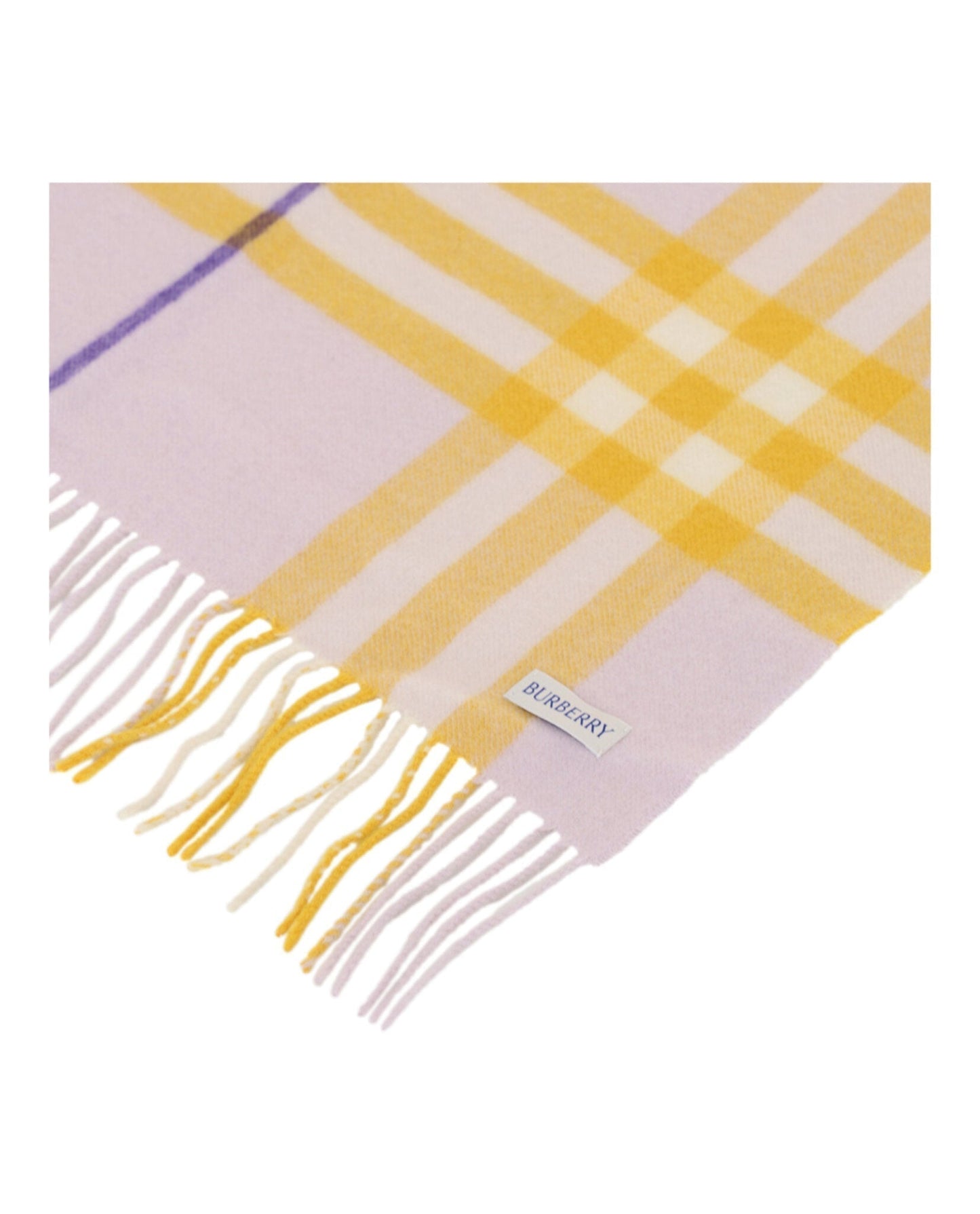 Luxury Burberry Check-Pattern Fringed Cashmere Scarf Womens 8079555