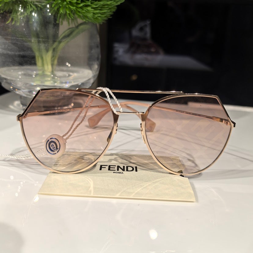 Fendi Geometric Rose Gold Sunglasses