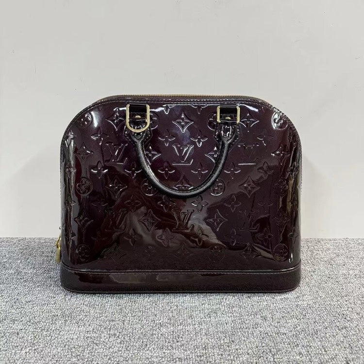 Louis Vuitton Alma Patent Leather HandBag Burgundy