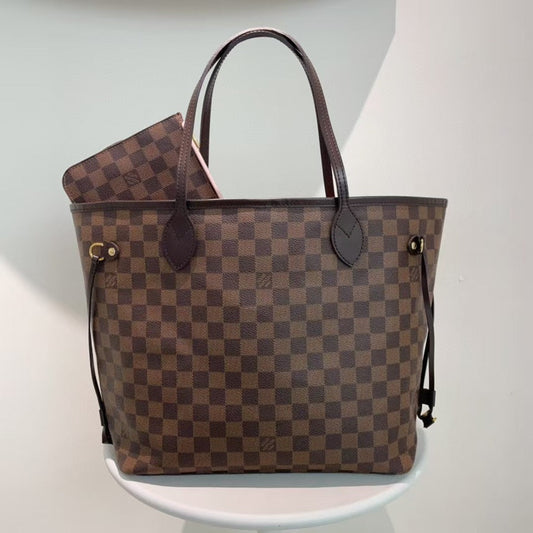 Louis Vuitton Neverfull MM Damier Ebene Canvas Tote Bag Brown