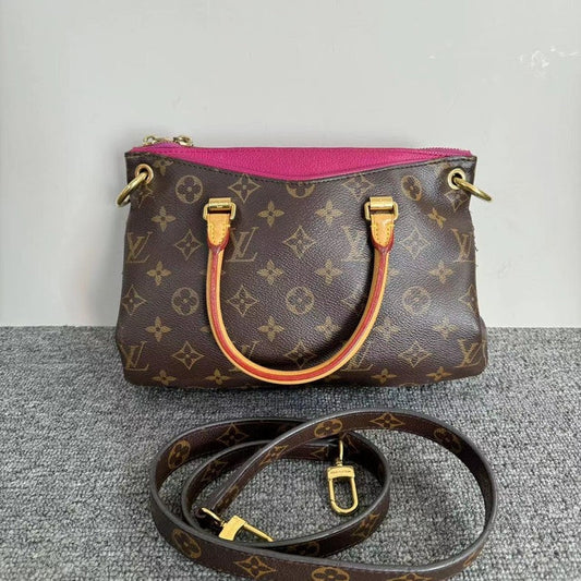 Louis Vuitton Monogram Pallas Brown Pink Canvas Tote Bag Medium