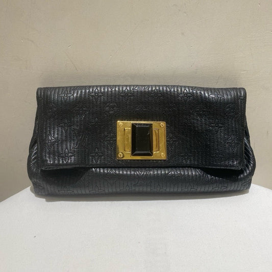 Louis Vuitton Black Leather Monogram Clutch Medium