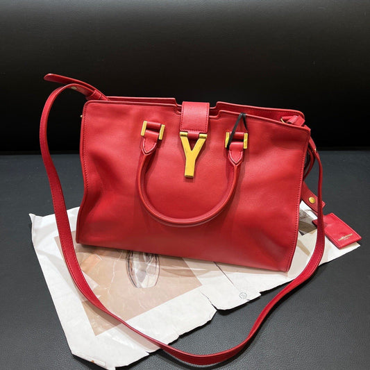 Yves Saint Laurent Cabas ChYc Red Leather Tote Bag