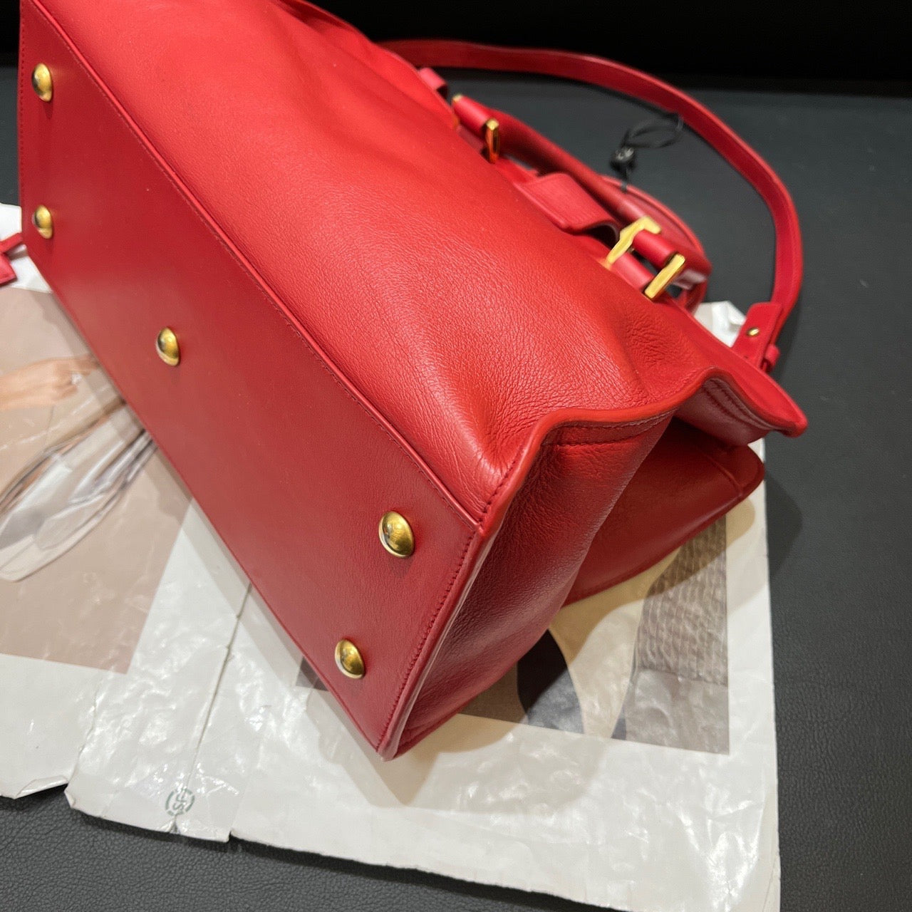 Yves Saint Laurent Cabas ChYc Red Leather Tote Bag